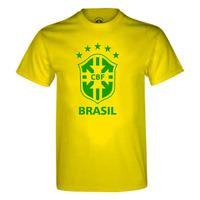 Brazil Yellow Large Crest Football T Shirt Size Small