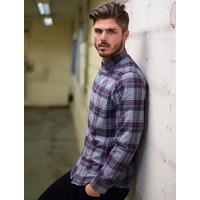 brushed flannel checked shirt in oxblood tokyo laundry