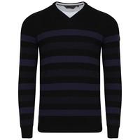 Breton V-neck stripe jumper in black - Dissident