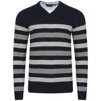 Breton V-neck stripe jumper in blue - Dissident