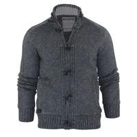 broadley neppy sherpa lined knitted jacket in charcoal dissident