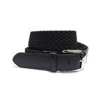 Brody Woven Textured and Leather Belt in Black
