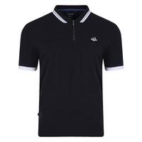 Brodlove Zip Up Polo Shirt in Navy - Le Shark