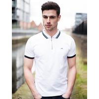 Brodlove Zip Up Polo Shirt in White - Le Shark