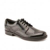 brogue pri black patent girls lace up school shoes