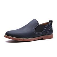 British Style Men\'s Loafers Slip-Ons Spring Summer Comfort Microfibre Outdoor Athletic Casual Flat Heel Dark Brown Light Brown Navy Blue