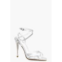 Bridal Clear Panel Peeptoe Glitter Sole Strappy - white