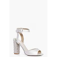 Bridal Embellished Heel Peeptoe Sandal - cream