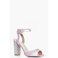 Bridal Embellished Heel Peeptoe Sandal - pink