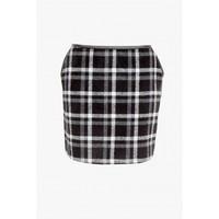 BRUSHED CHECK PU SKIRT