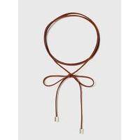 Brown Suede Effect Bow Choker Necklace, Brown