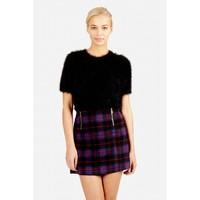 BRUSHED CHECK ZIP MINI SKIRT