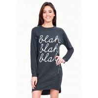 BRUSHED SLOGAN SWEAT DRESS