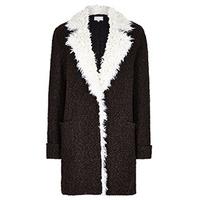 Brown Boucle & Teddy Faux Fur Cocoon Coat