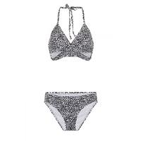 Bralet style bikini in ebony and ivory print