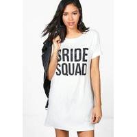 bride squad t shirt dress white