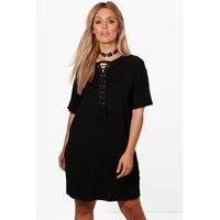 brooke lace up shift dress black