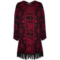 brielle aztec tassel knitted cardigan wine