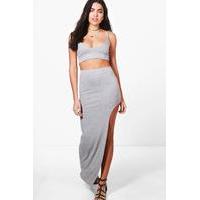 Bralet & Split Midaxi Skirt - grey