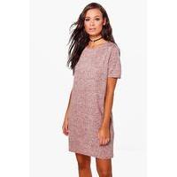 brushed knit t shirt dress blush