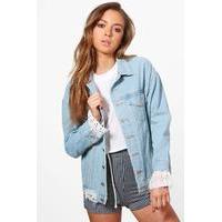 Broderie Anglaise Denim Jacket - blue