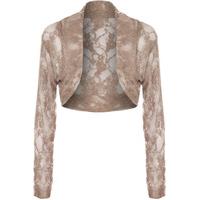 Brianna Long Sleeve Lace Shrug - Mocha