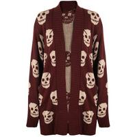 Brylee Knitted Skull Cardigan - Wine