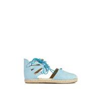 Breeze Blue Suede Lace Up Caged Espadrilles