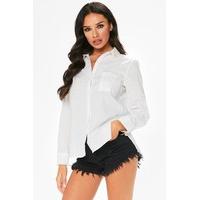 britney white pearl detail shirt