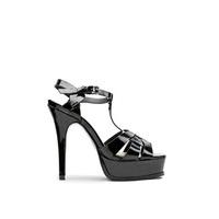 bryoni black patent intertwined strap platform heels