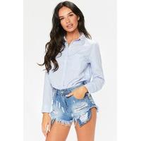 Britney Blue Pearl Detail Shirt