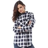 Brave Soul Womens Billie Flannel Shirt Navy/Ecru