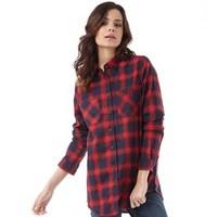 Brave Soul Womens Billie Flannel Shirt Red/Navy