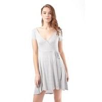 brave soul womens jersey wrap dress grey marl