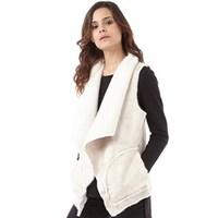 Brave Soul Womens Adalyn Faux Suede Gilet Pale Stone/ Cream