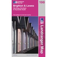 Brighton & Lewes - OS Landranger Active Map Sheet Number 198