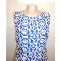 bright blue tweed pattern dress diane von furstenberg size 6 blue slee ...