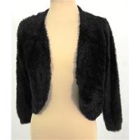 Brand New Without Tags M&S Collection Size 8 Black Faux Fur Lightweight Knitted Bolero