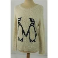 Brand New Without Tags M&S Collection Size 8 Ice White Jumper with Penguin Sequin Decoration