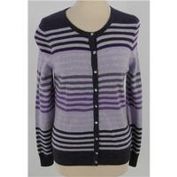 Brand New Without Tags M&S Collection Size 8 Grey Mauve Purple and Dark Grey Striped Cashmere Cardigan