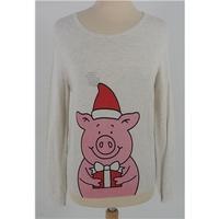 brand new without tags ms collection size 8 cream jumper with pig moti ...