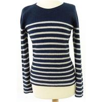 Brora Blue and Cream striped size 10 High Quality Soft and Luxurious Pure Cashmere Jumper
