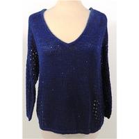 Brand New Without Tags M&S Collection Size 8 Navy Blue Cotton Rich Jumper with Lace Knit and Sequins