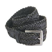 Braided Leather Belt, Black, Size Small, Leather