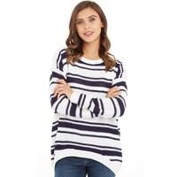 brave soul womens water zip back jumper whitenavy