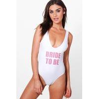 Bride To Be Slogan Swimsuit - white