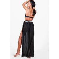 Bride\'s Squad Embroidered Beach Sarong - black