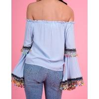 BRONTE - Blue Off-shoulder Gyspy Top