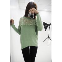 Brielle lace and frill dipped hem jumper