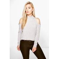 Briony Strappy Cut Out Shoulder Top - grey marl